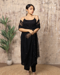 Black sleeveless badla suit