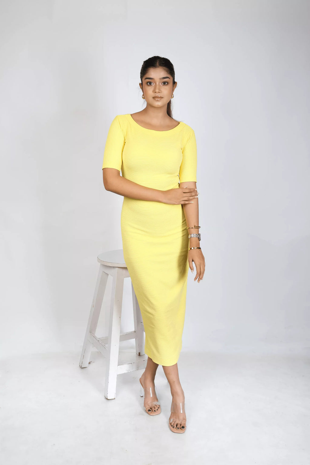 Bright Yellow Figure Hugging Dress