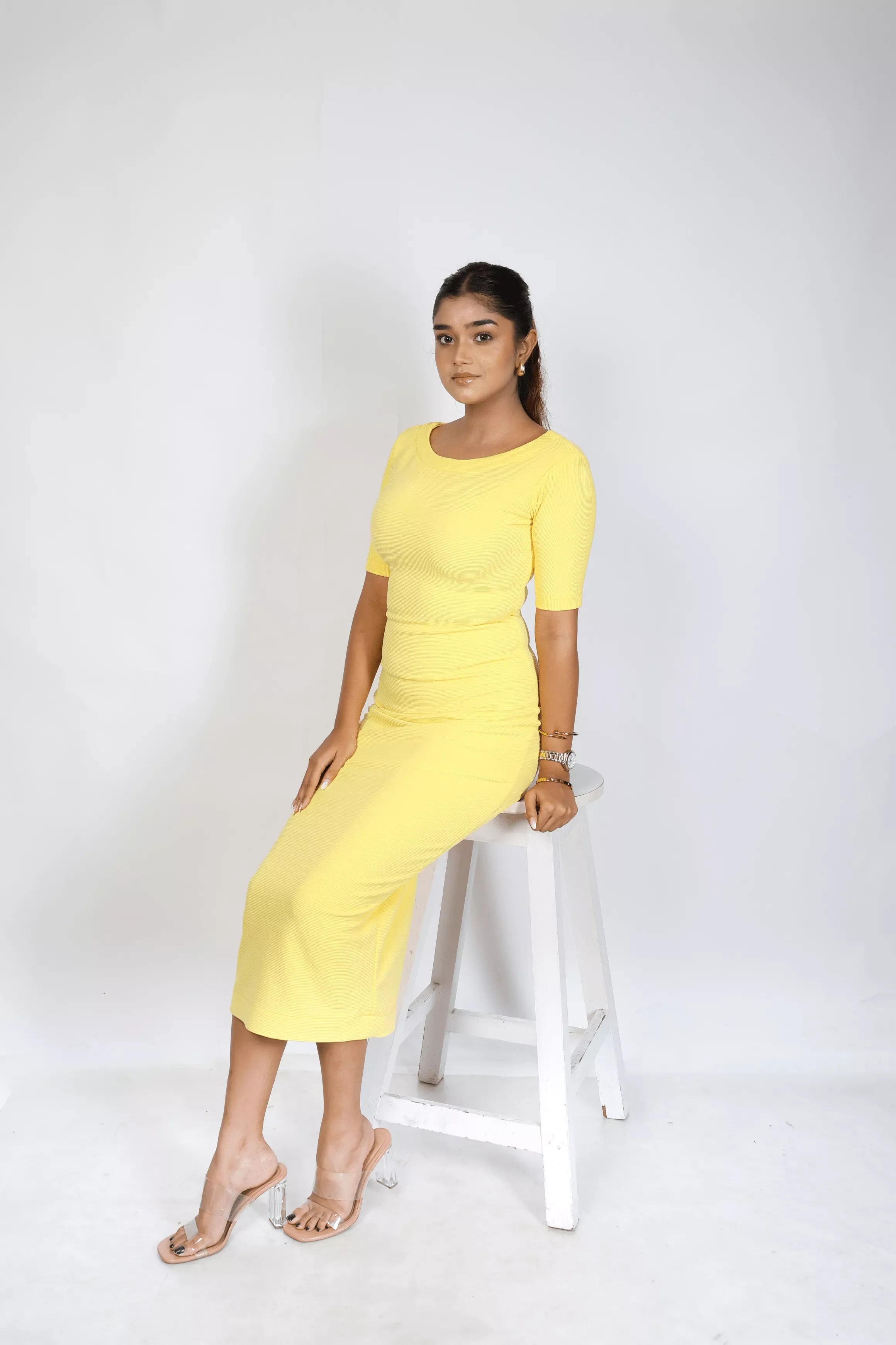 Bright Yellow Figure Hugging Dress