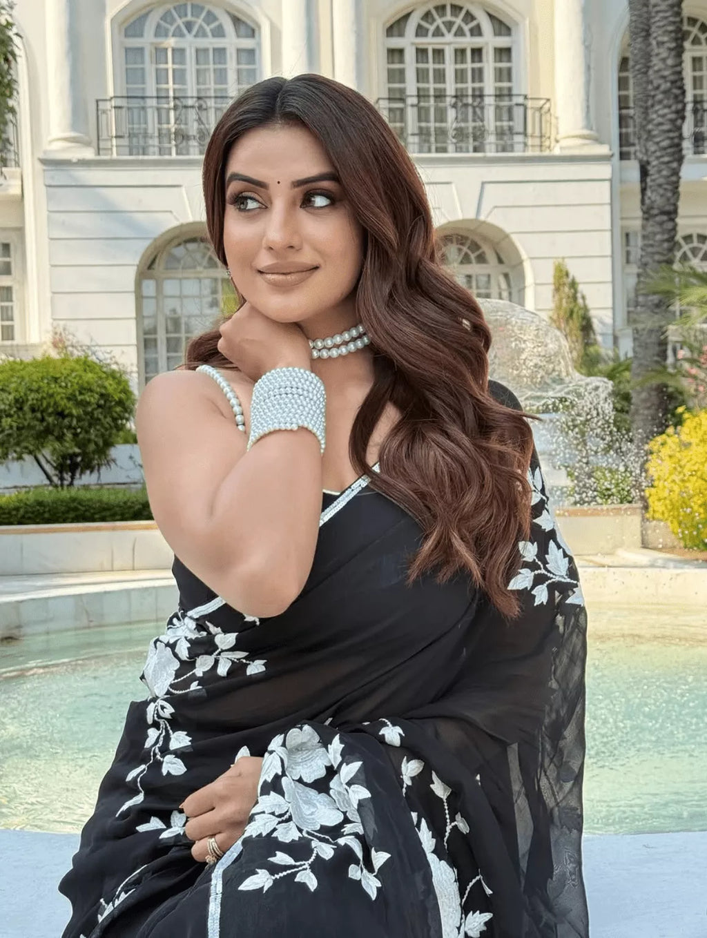 Black Organza Embroidered Saree