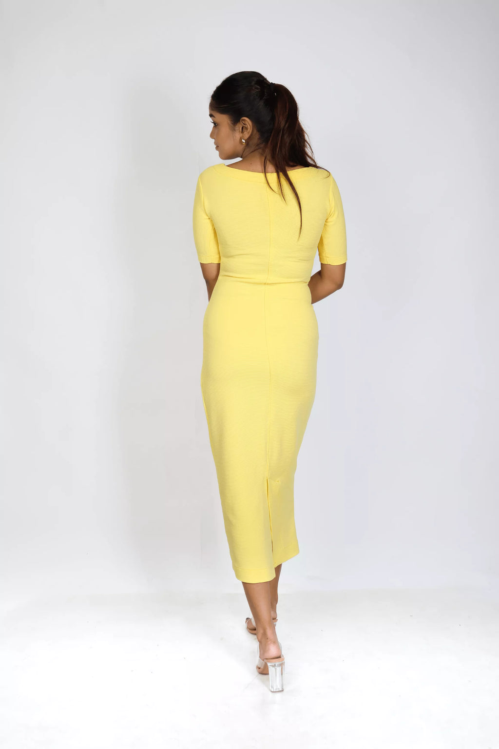 Bright Yellow Figure Hugging Dress