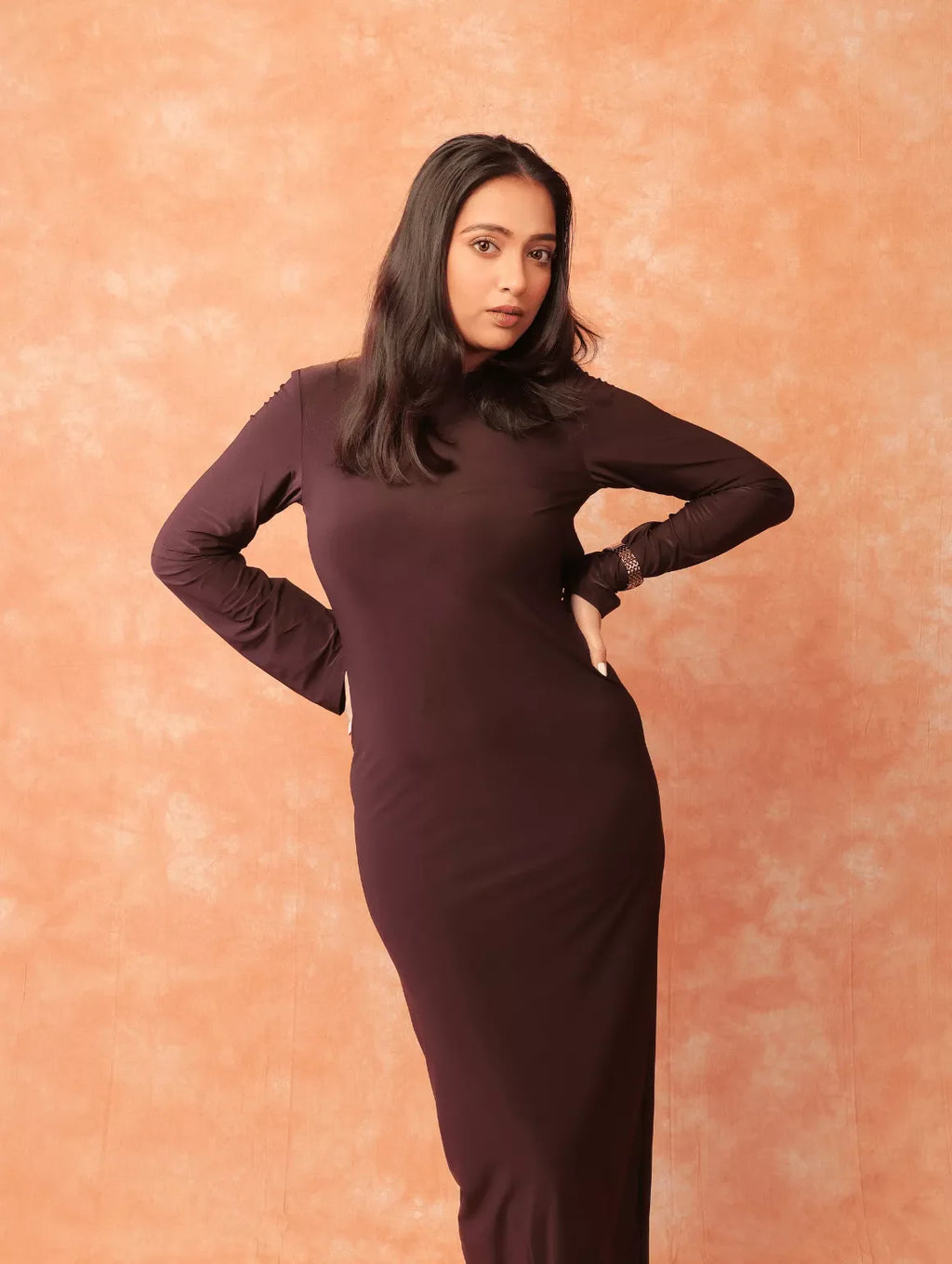 Brown - Backless Halter Bodycone Dress