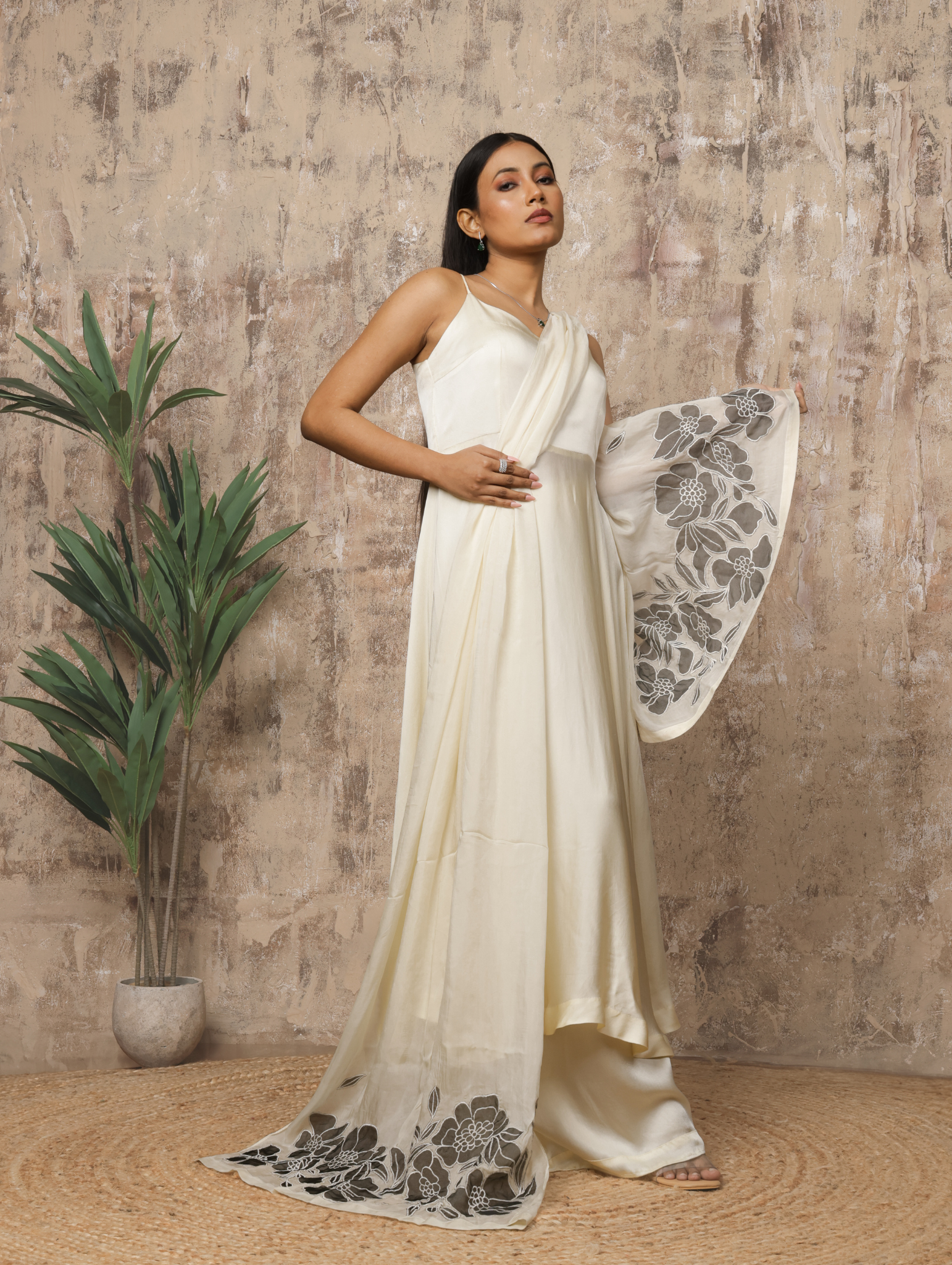 Ivory Bloom Anarkali Palazzo Set
