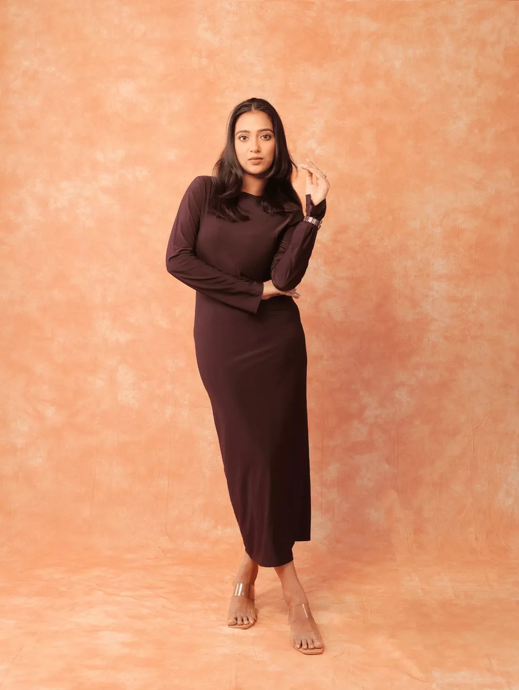 Brown - Backless Halter Bodycone Dress