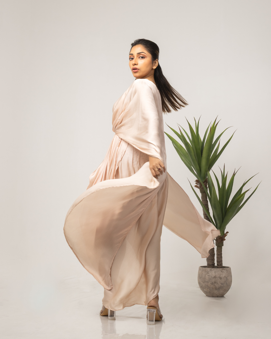 Powder pink Butterfly Flared Dress