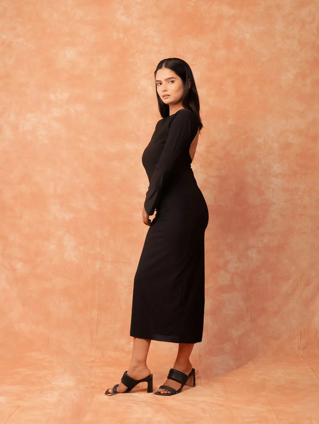 Black - Backless Halter Bodycone Dress