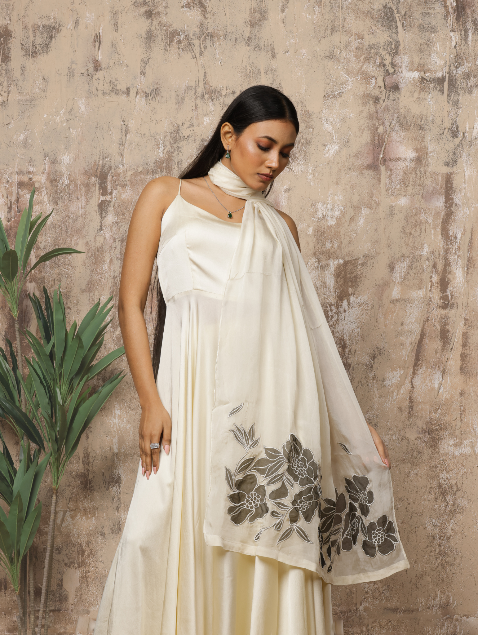 Ivory Bloom Anarkali Palazzo Set