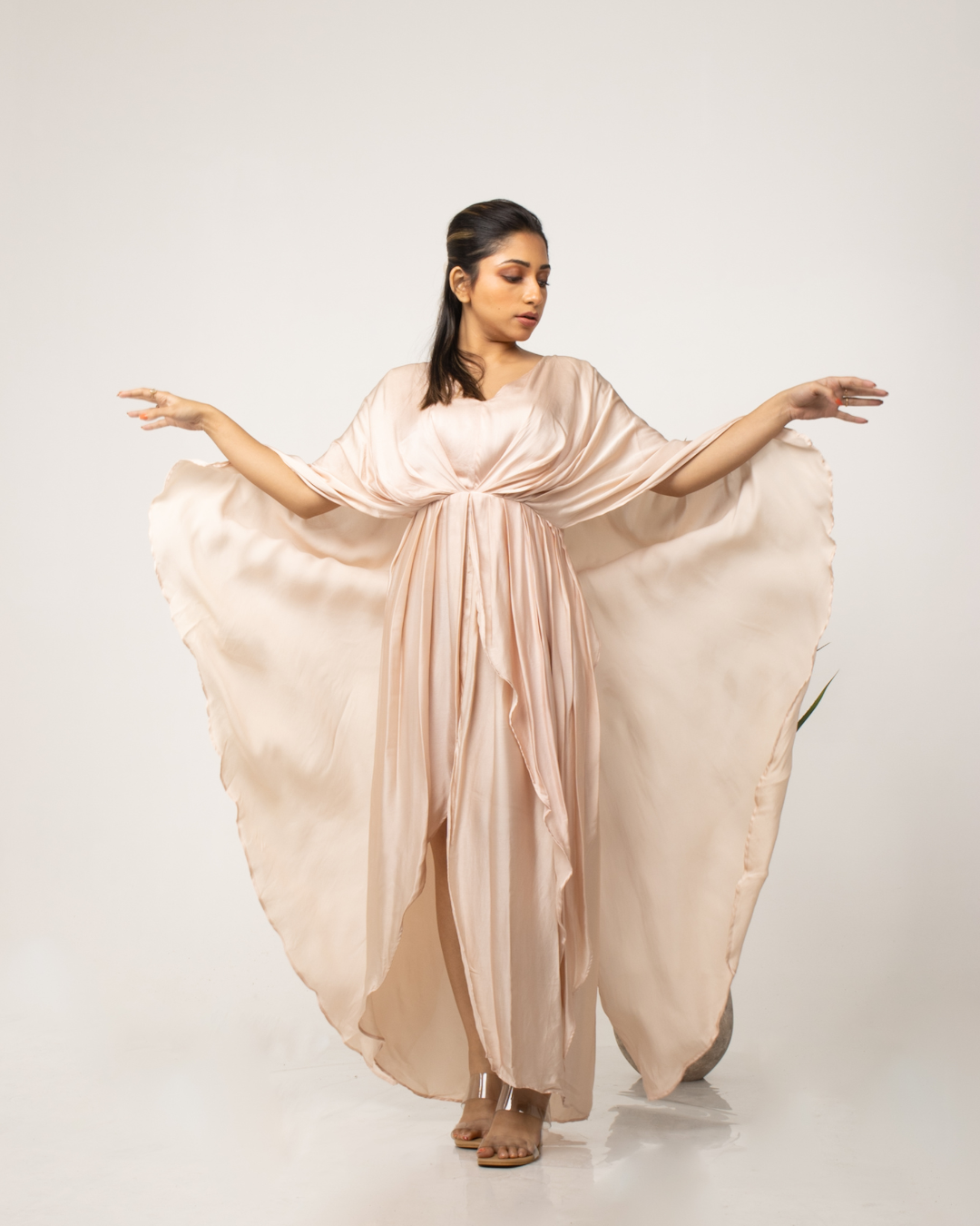 Powder pink Butterfly Flared Dress