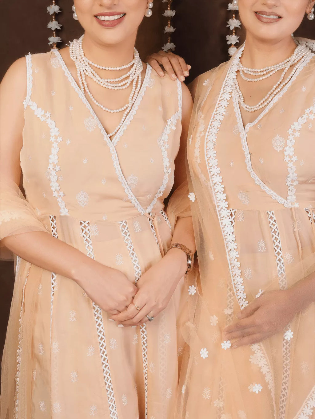 Opulent Peach Organza Anarkali Suit