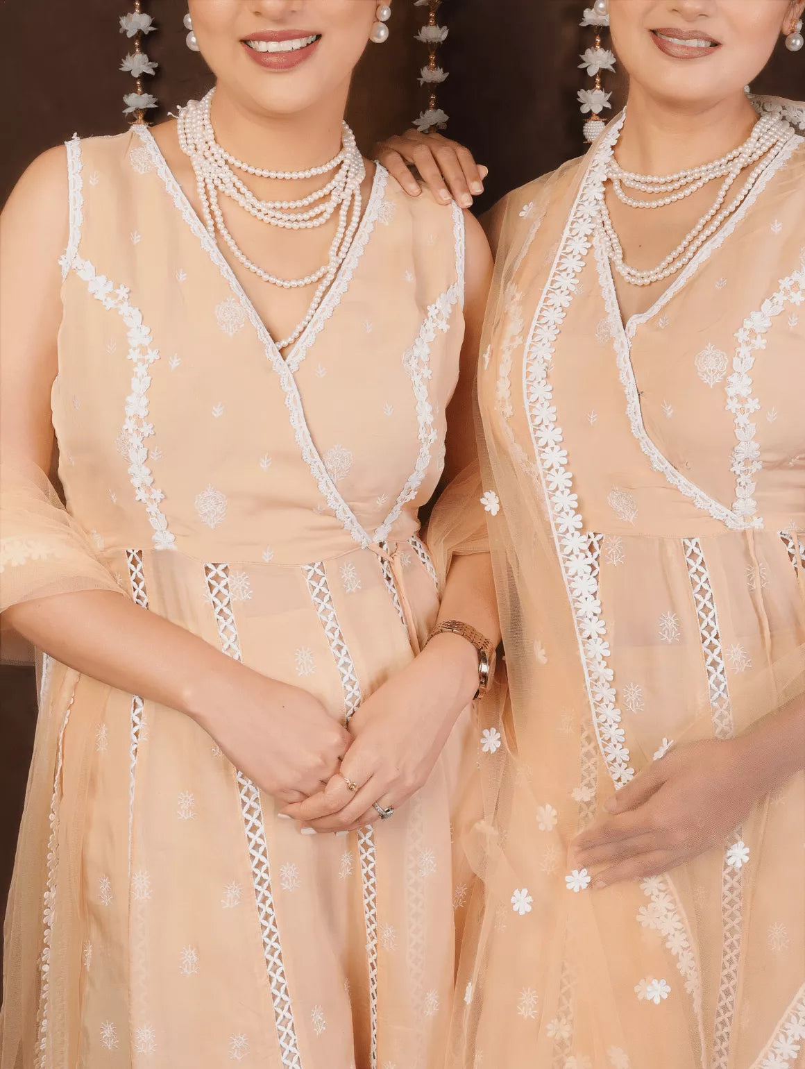 Opulent Peach Organza Anarkali Suit