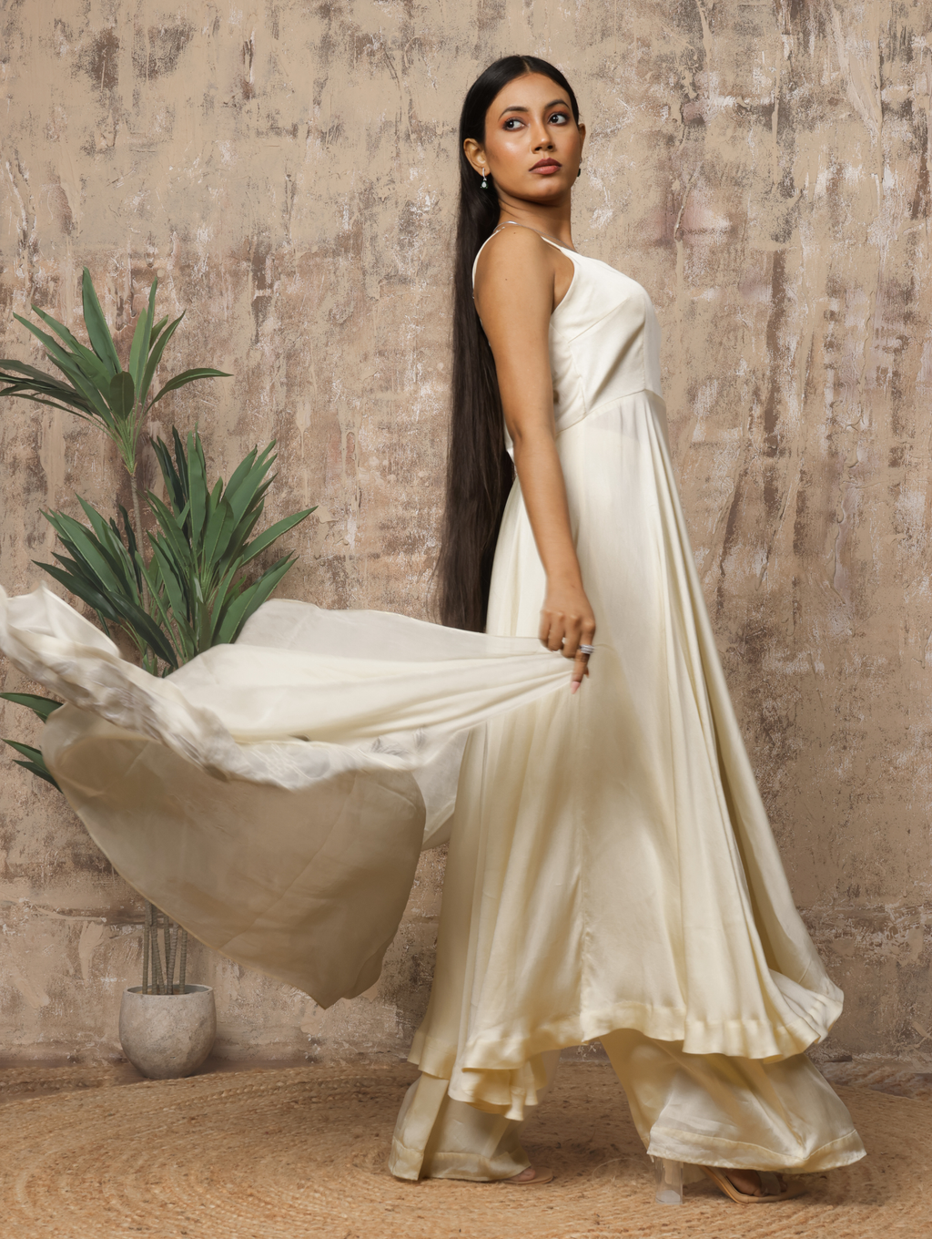 Ivory Bloom Anarkali Palazzo Set