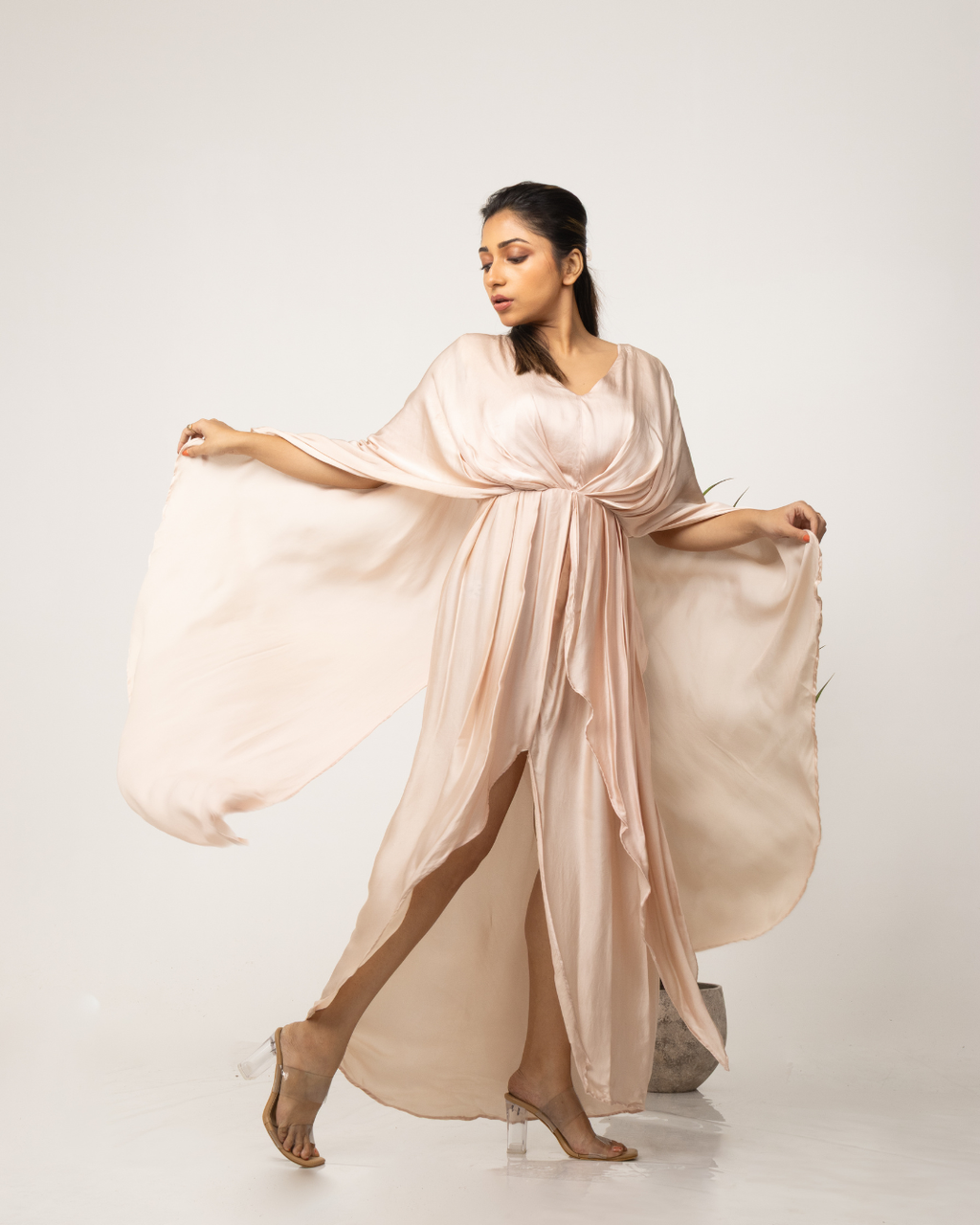 Powder pink Butterfly Flared Dress