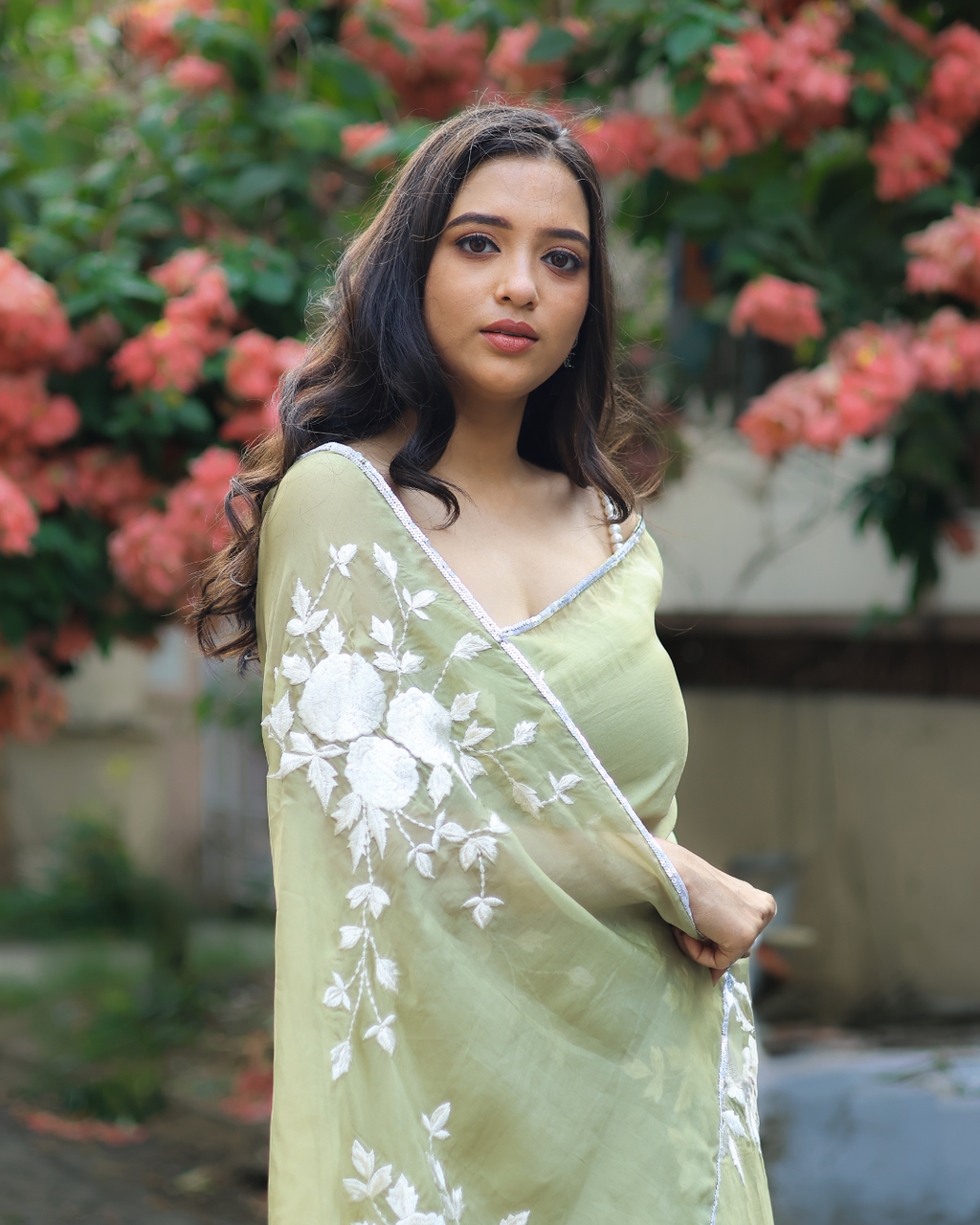 Organza Embroidered Saree