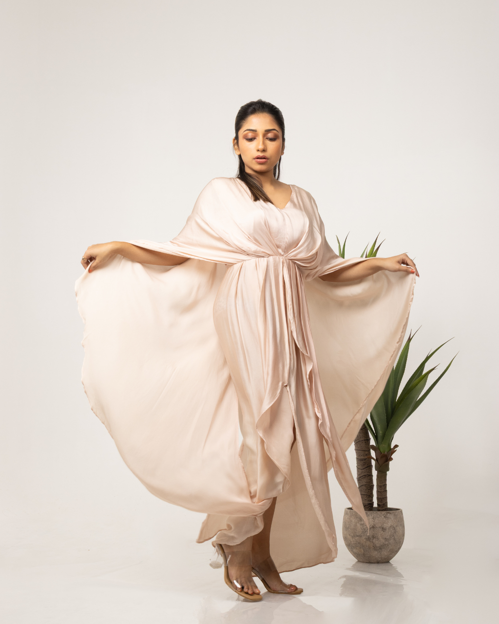 Powder pink Butterfly Flared Dress