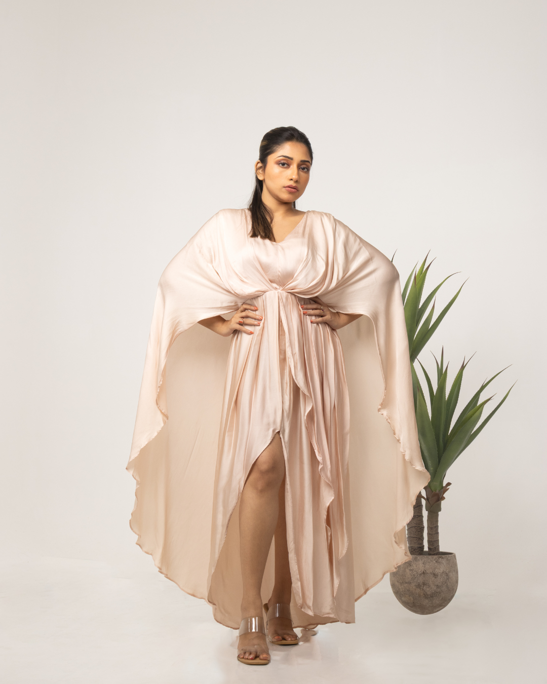 Powder pink Butterfly Flared Dress