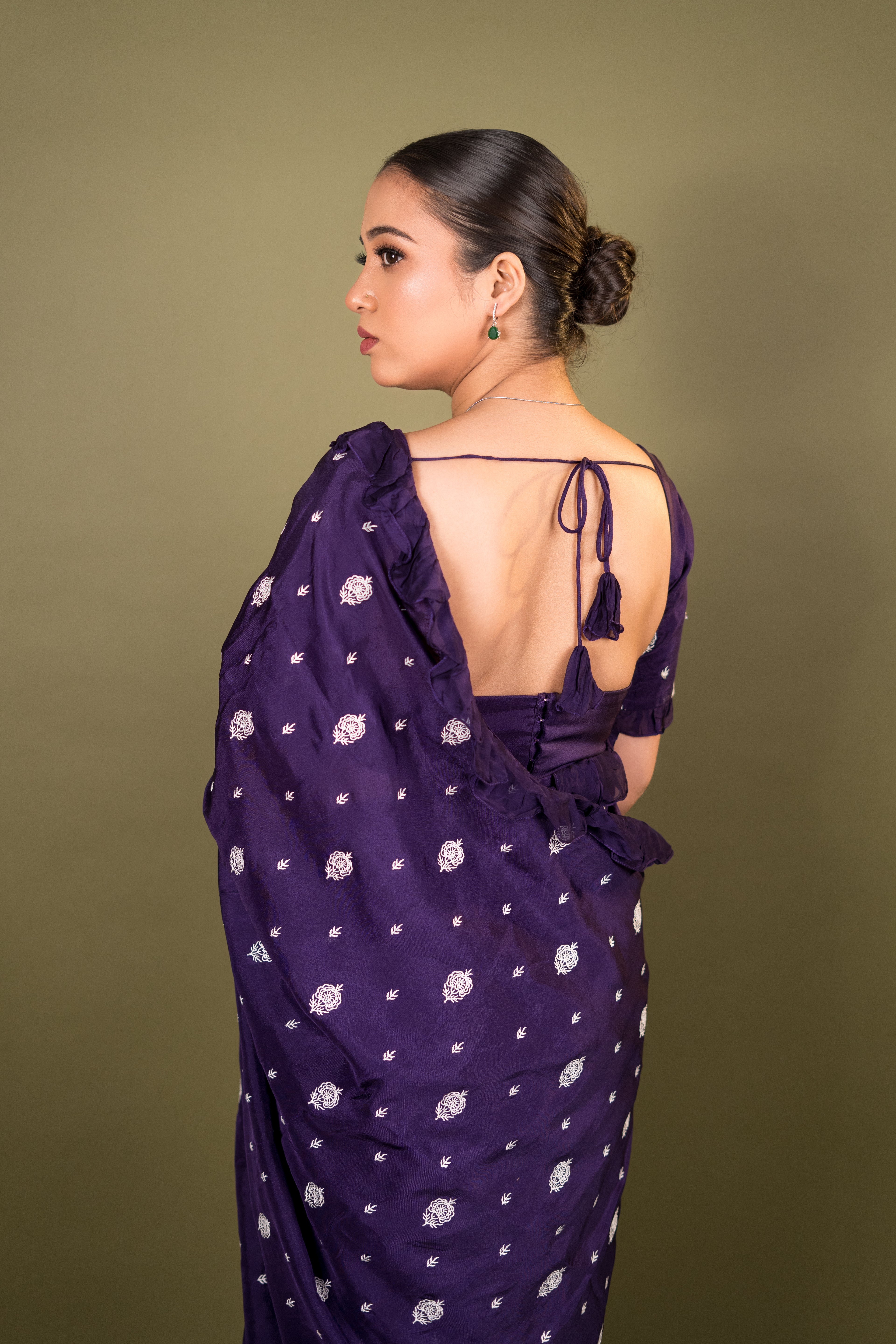 Deep Purple Embroidered Saree